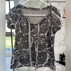 Paisley Print Women's Top - Black and Gray